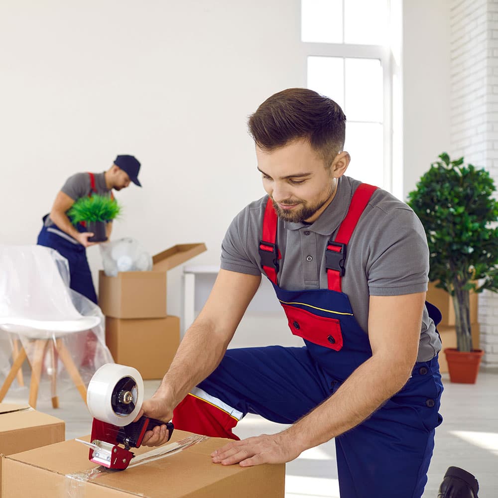 Verpacken von Umzugkartons durch Schenck und Hansen Mitarbeiter